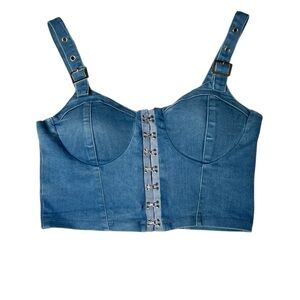 Mele & Pere Denim Bustier Crop Top – Size M (NWT)